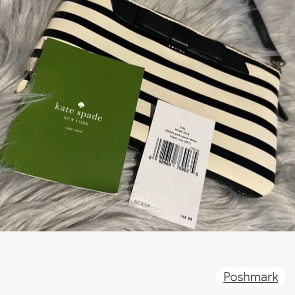Kate Spade Black and Cream Striped Clutch - Picture 6 of 6